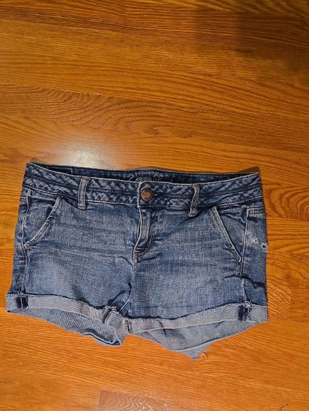 American Eagle Outfitters Dark Blue Cuffed Denim Shorts